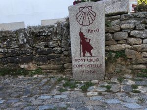 Starting point of the Santiago de Compostela route at Pont Croix